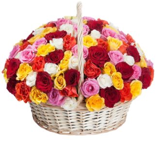 51 colorful roses basket | Flower Delivery Pushkino